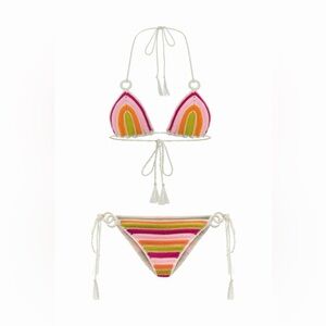 NWT MY BEACHY SIDE Bonbon Hand-Crochet Rainbow Bikini Set - Size medium